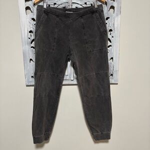 James Perse Washed Gray Cotton Pull On Ankle Jogger Drawstring Pants
